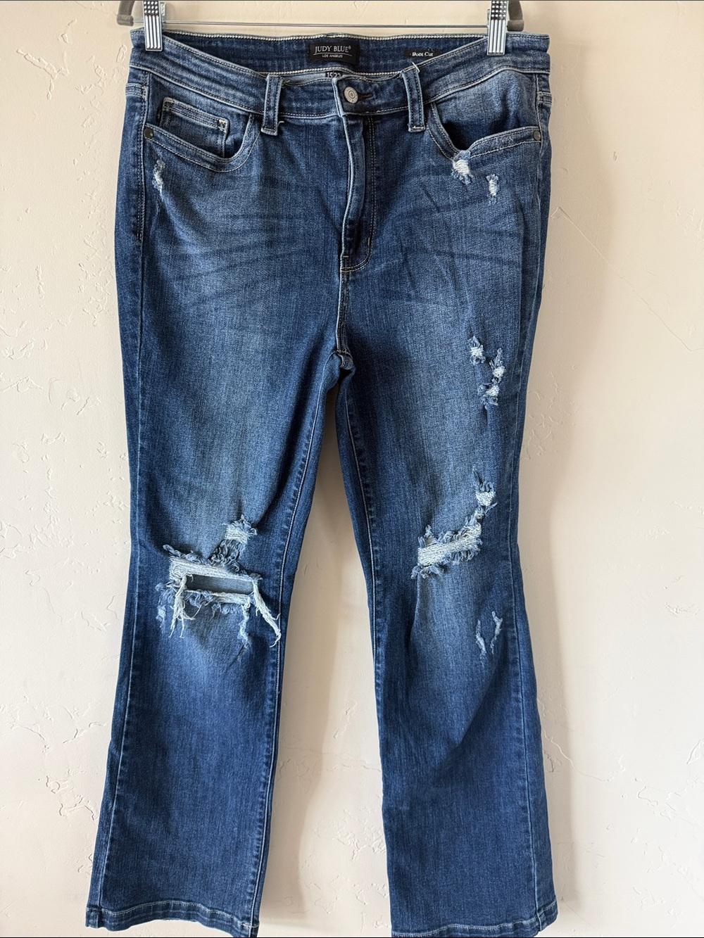 Judy Blue Distressed Medium Blue Boot Cut Jeans